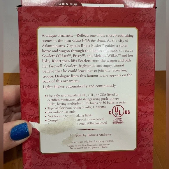 Hallmark vintage Gone With the Wind flickering light up ornament collectable - Picture 2 of 5